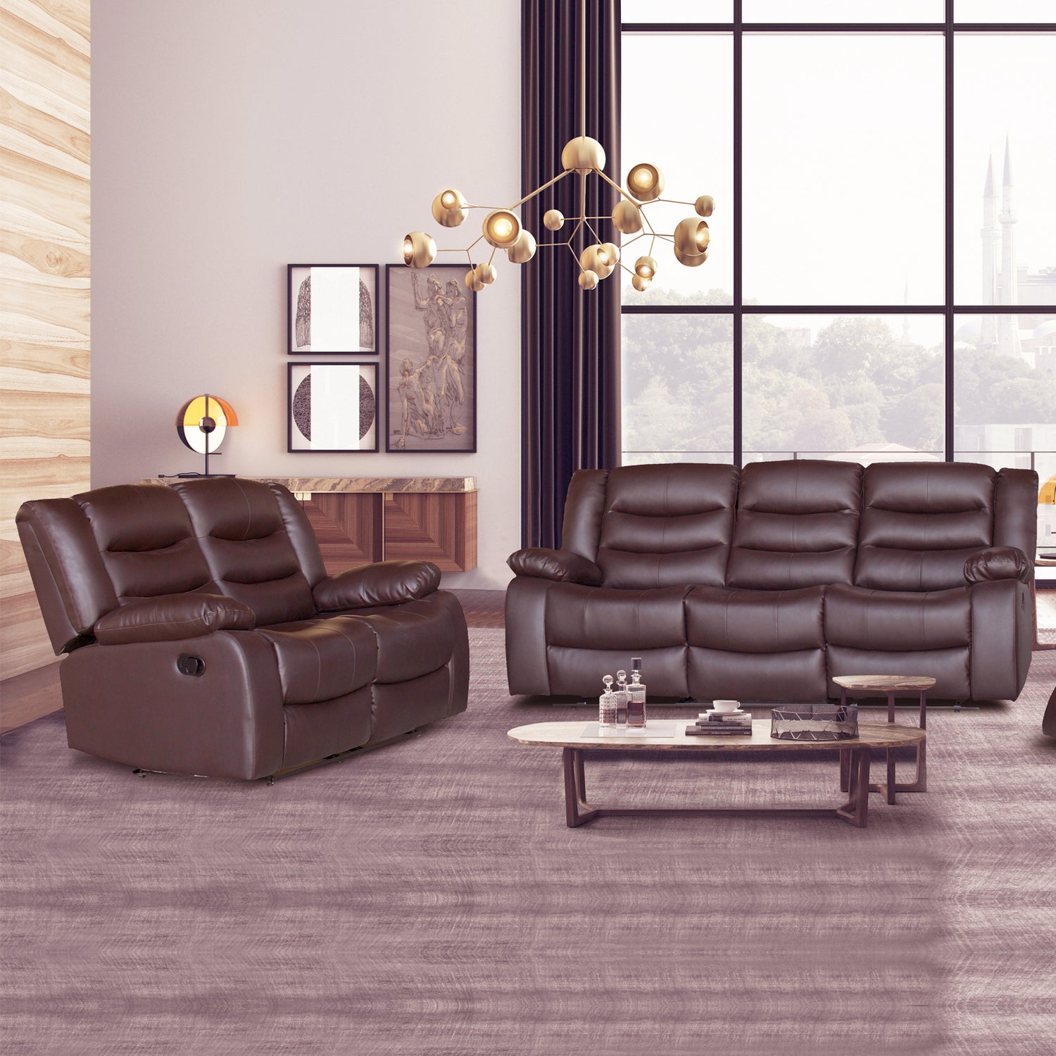 Fantasy 3+2 Seater Recliner Sofa Faux Leather Couch in Multiple Colour