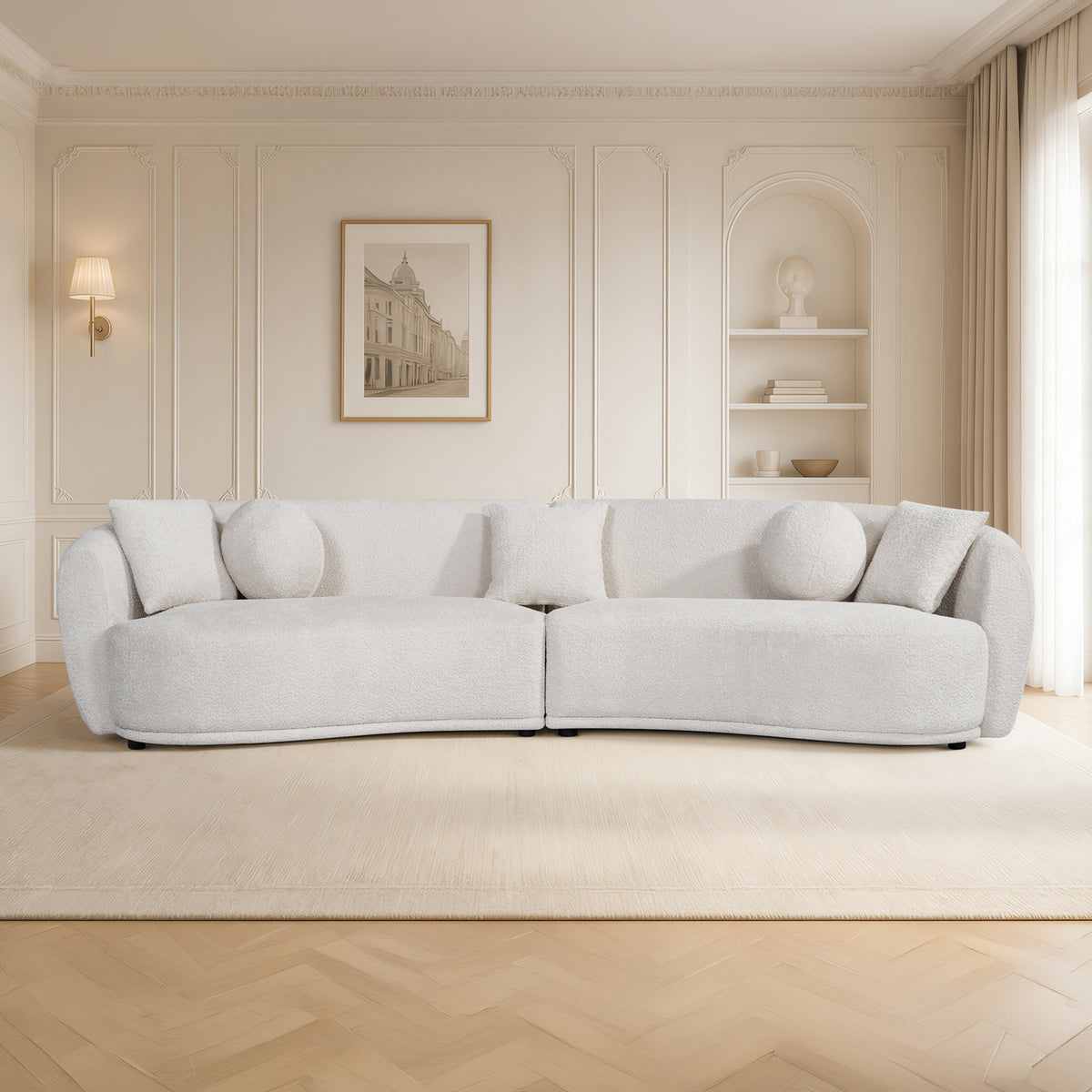 Dove Curved Fabric Sofa