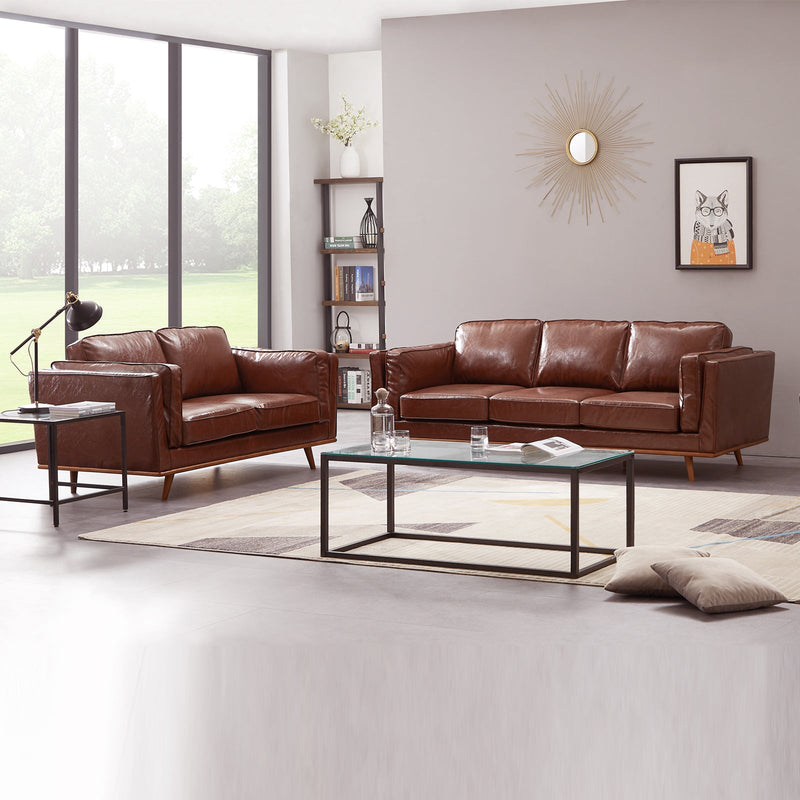 York 3+2 Seater Sofa Fabric/Leatherette Lounge Set with Wooden Frame