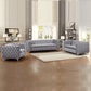 Jacques 3+2+1 Seater Sofa Button Tufted Velvet Fabric with Metal Legs in Black/Grey