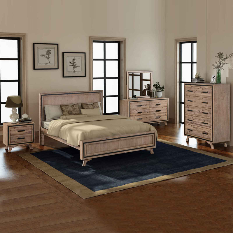 Seashore 5/4 Pcs Bedroom Suite Solid Acacia Timber in Multiple Size
