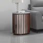 Rico Lamp Table Round Shaped Top MDF Silver Mirror Micro cement Brown Base