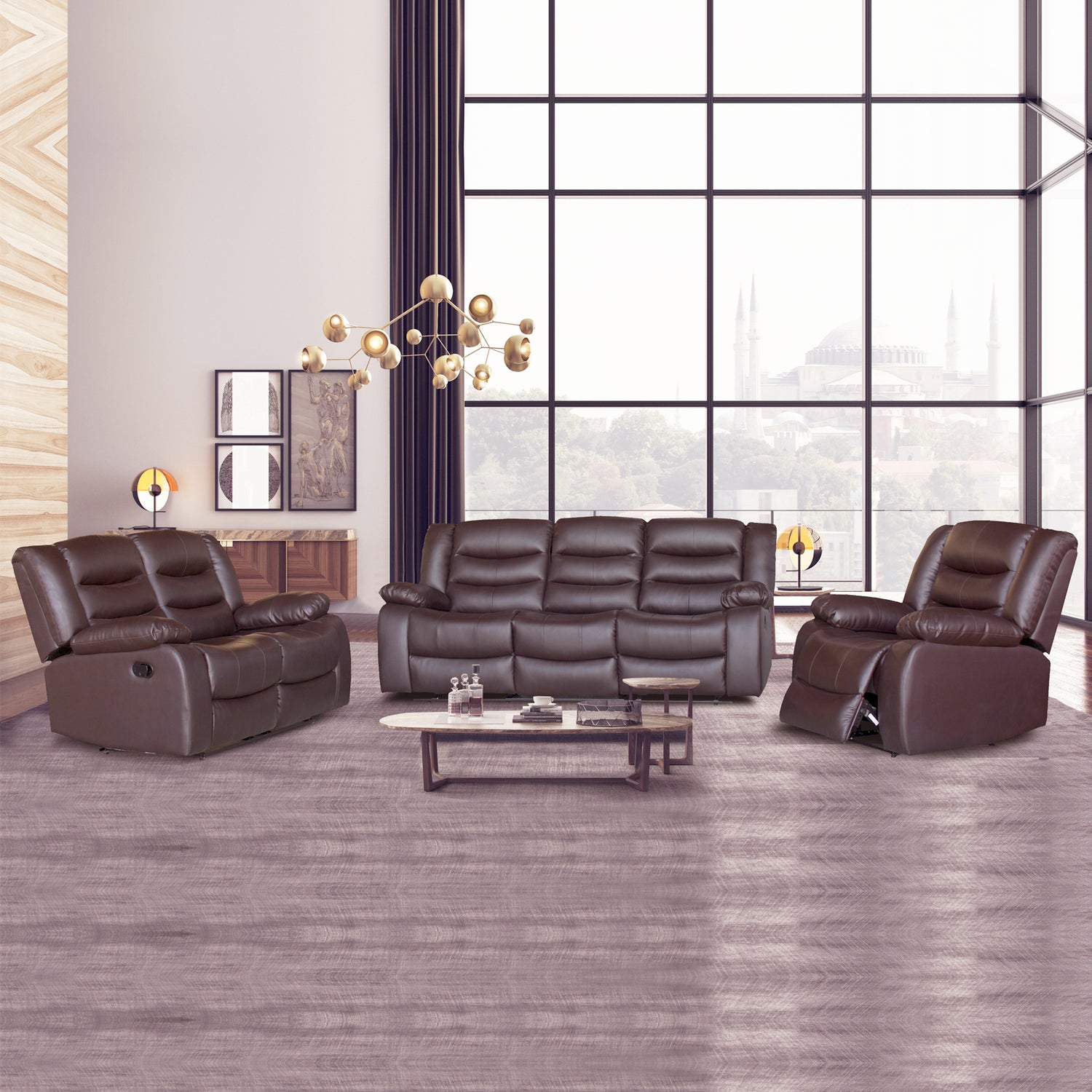 Fantasy 3+2+1 Seater Recliner Sofa In Faux Leather Lounge Wooden Frame Couch In Multiple Colour