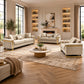 Juliette 3+2+1 Seater Velvet Sofa with Gold Trim – Beige