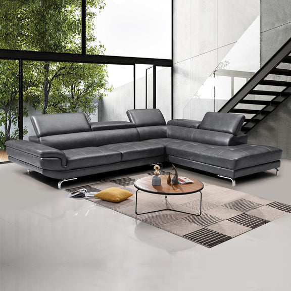 Vienna Seater Right-Hand Chaise Leatherette Dark Grey Corner Sofa