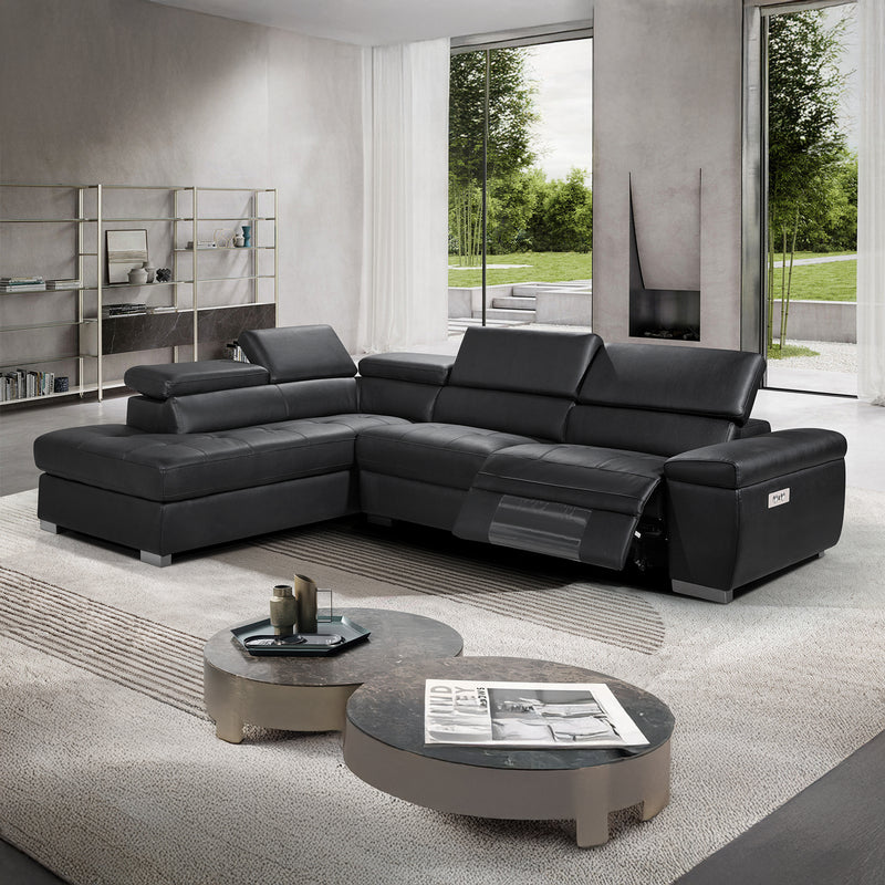 George Genuine Leather Recliner Chaise Sofa with Electric Headrest