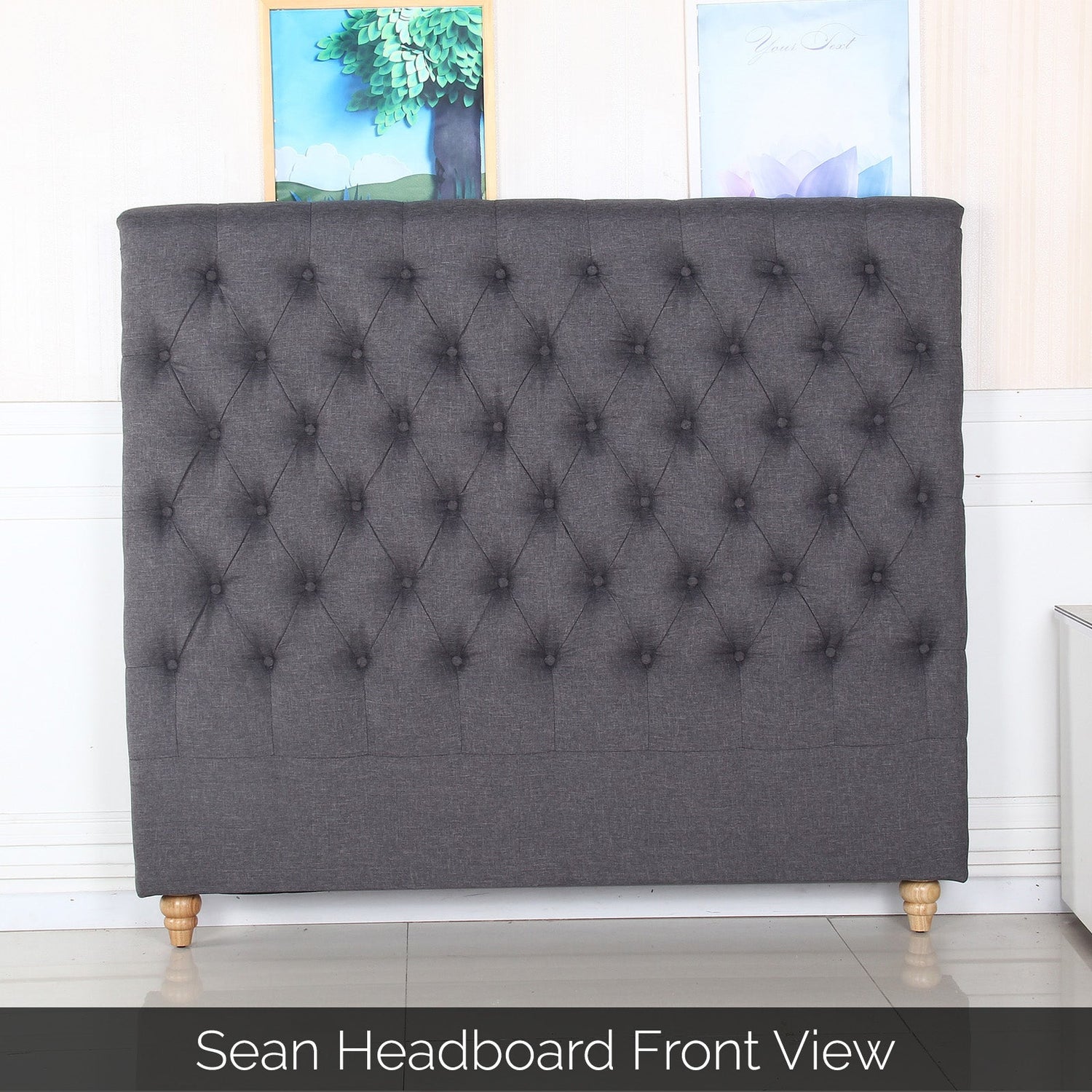 Sean Fabric Bed Headboard In French Provincial Design in Multiple Size and Colors