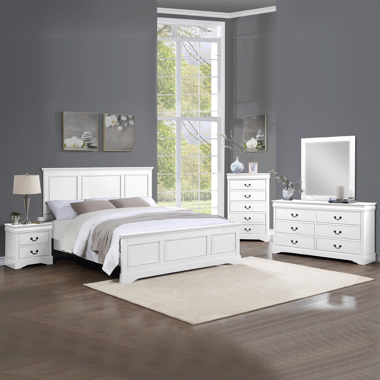 Spencer 5pcs Bedroom Suite Solid Wood & MDF in Multiple Size with Dresser & Tallboy