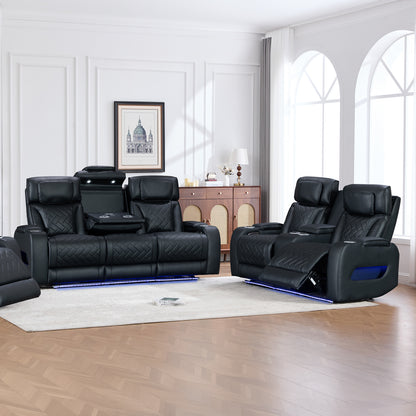 Drake 3+2 Seater Power Recliner Sofa Set with LED Light Wireless Charging & Storage Charging in Multiple Color