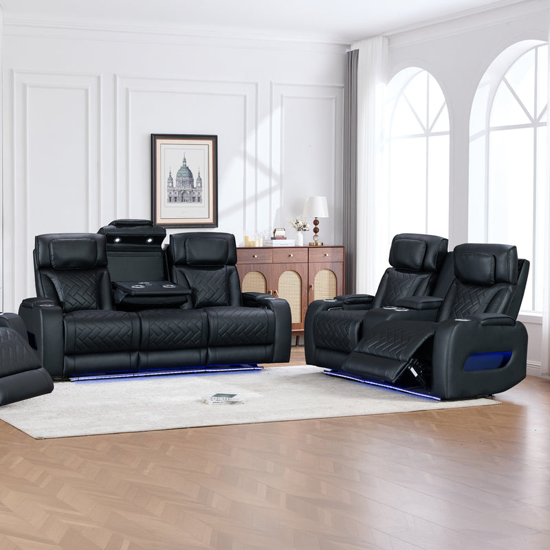 Drake 3+2 Seater Power Recliner Sofa Set with LED Light Wireless Charging & Storage Charging in Multiple Color