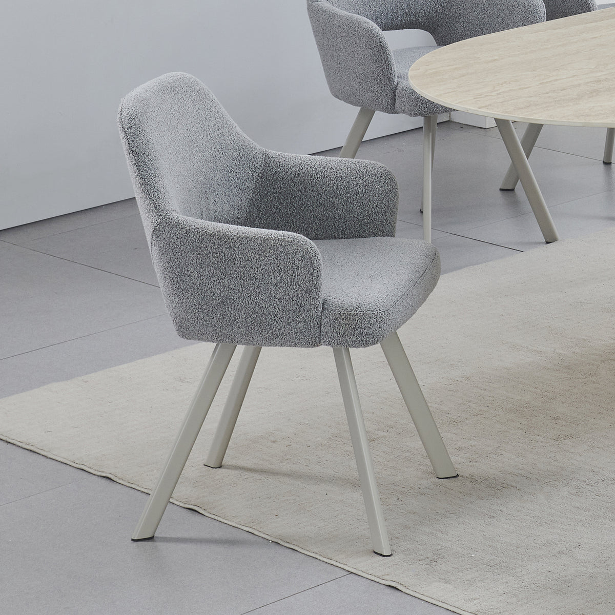 Milestone 2x Linen Dining Chair with Curved Arm Design In Grey