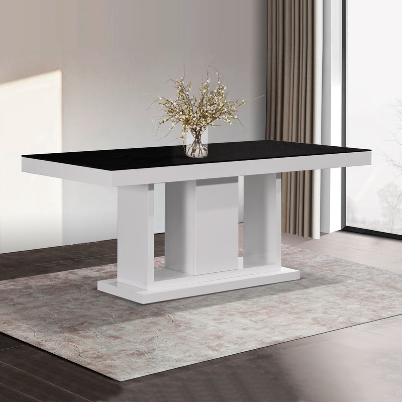 Espresso High Glossy Dining Table Combination of Black & White Colour
