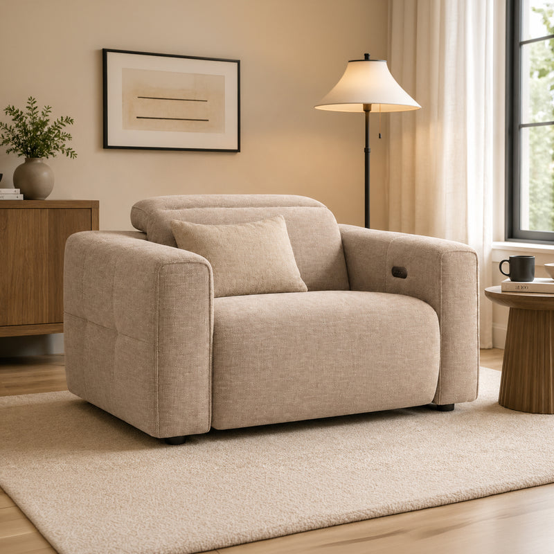 Delta 3+2+1 Seater Fabric Power Recliner with Power Headrest & Zero-Wall Design