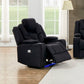 Arnold 3R+1R+1R Premium Rhino Fabric Electric Recliner Sofa with LED Features in Black