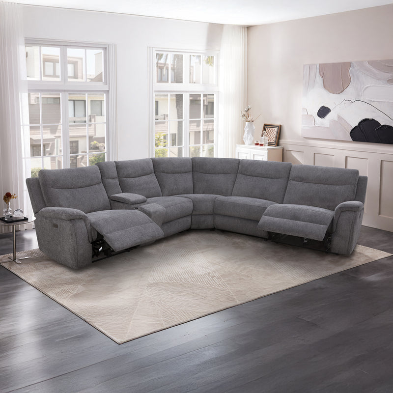 Harley Large Sectional Corner Modular Lounge Suite in Fabric with Electric Recliner