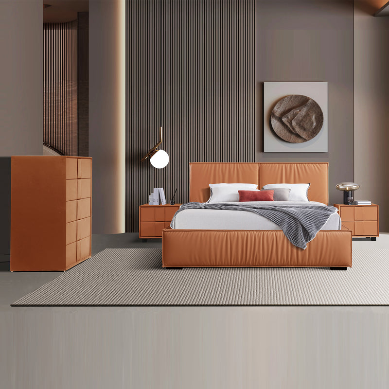 Louis 4pcs Bedroom Suite in Premium Leatherette With Storage Tallboy