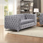 Jacques 3+2+1 Seater Sofa Button Tufted Velvet Fabric with Metal Legs in Black/Grey