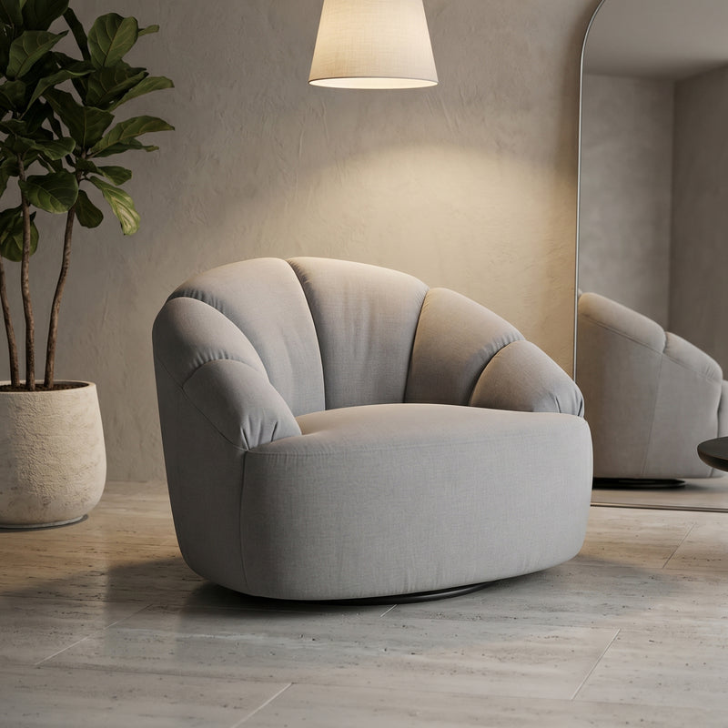 Pearl 360° Swivel Fabric Armchair