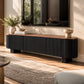 Nova TV Cabinet with Walnut Veneer Top & Black Fluted Finish