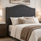 Carla Queen Charcoal Headboard with Curved Shape & Metal Studs