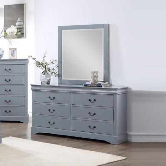 Spencer Solid Wooden Multiple Colour 6 Drawers Dresser with Mirror Metal Handles