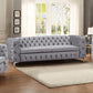 Jacques 3+2+1 Seater Sofa Button Tufted Velvet Fabric with Metal Legs in Black/Grey