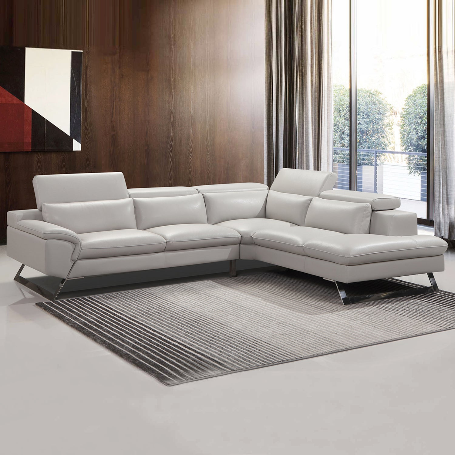 Marina 5 Seater Leatherette Corner Sofa with Chaise in Cream Colour