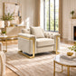 Juliette 3+1+1 Seater Velvet Sofa with Gold Trim – Beige