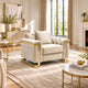 Juliette 1 Seater Velvet Sofa with Gold Trim – Beige