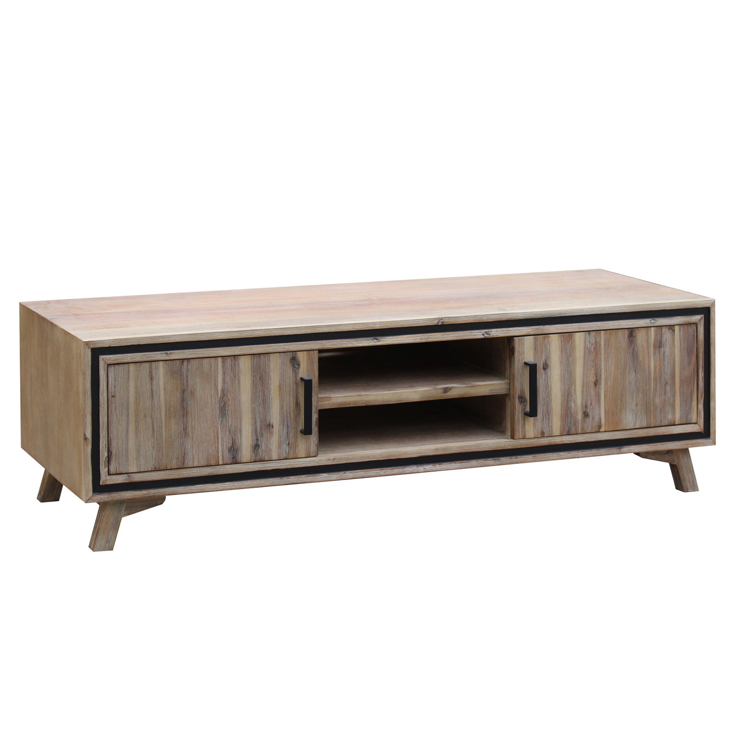 Seashore Solid Acacia Timber TV Cabinet With Silver Brush Colour