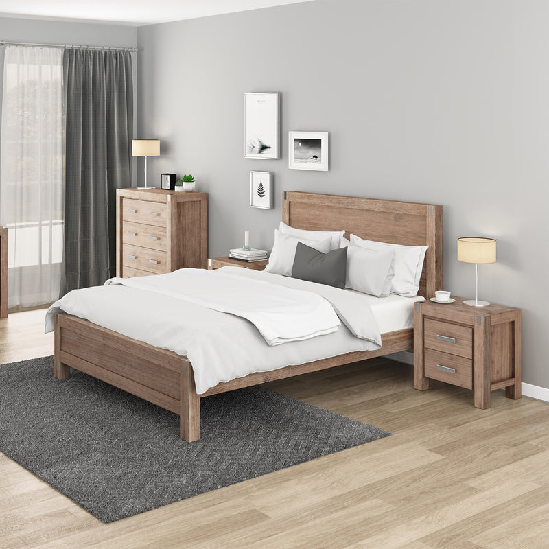 Nowra 5/4 Pcs Bedroom Suite In Acacia Timber In Multiple Size & Colour