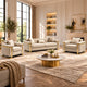 Juliette 3+1+1 Seater Velvet Sofa with Gold Trim – Beige