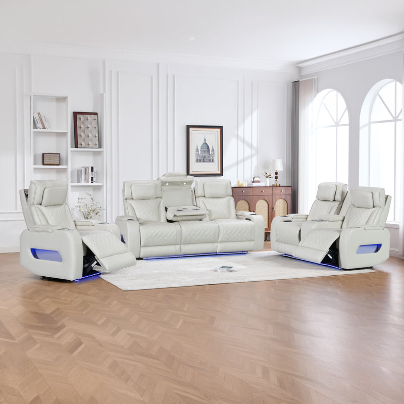 Drake 3+2+1 Seater Power Recliner Sofa Set with LED Light Wireless Charging & Storage Charging in Multiple Color