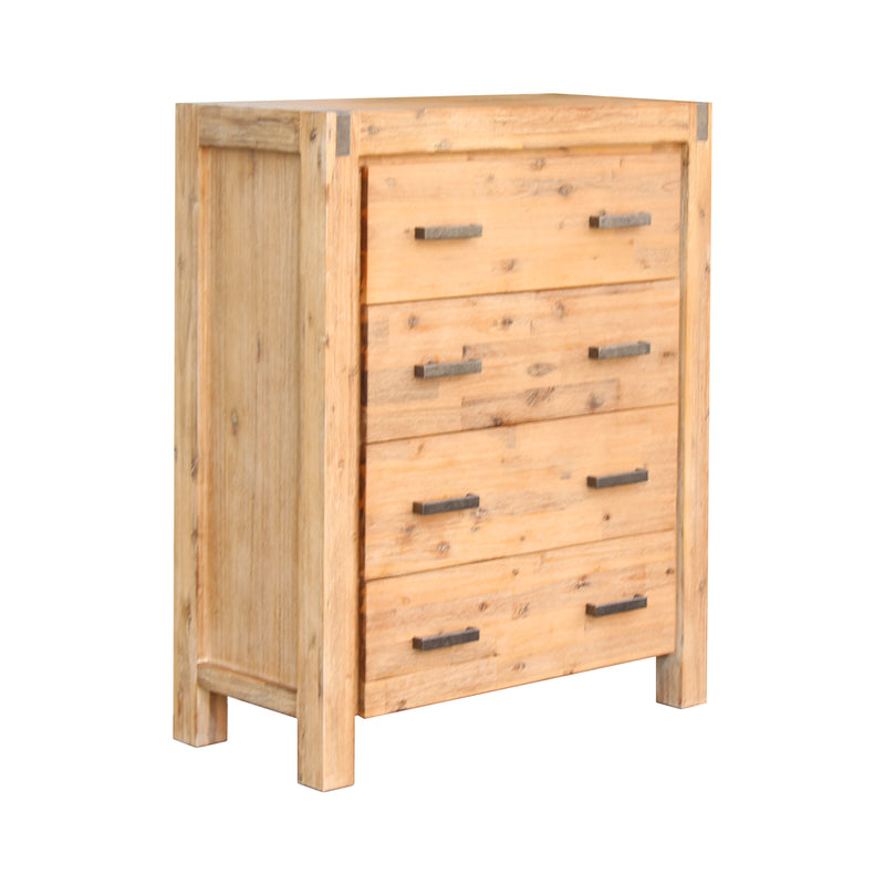 Nowra Tallboy 4 Storage Drawers In Solid Acacia Timber In Multiple Colour