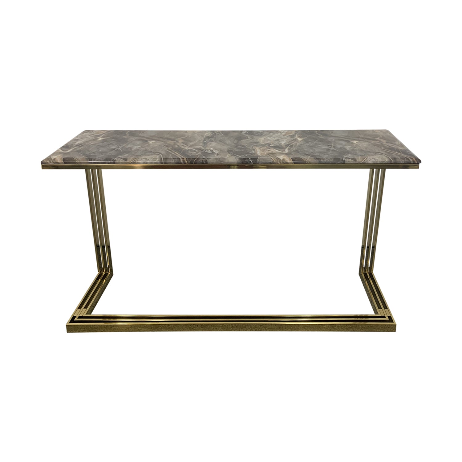 Daisy Faux Marble Top & Stainless Gold Frame Hall Table