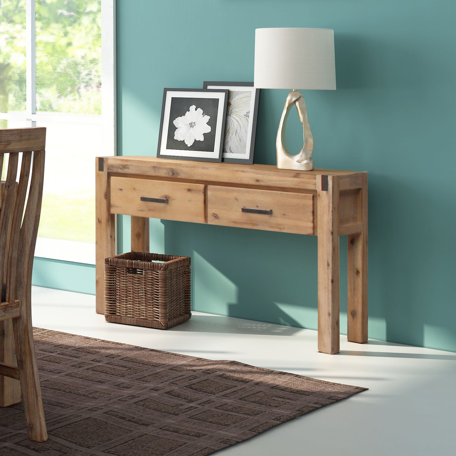 Nowra 2 Drawers Hall Table In Solid Acacia Timber In Multiple Colour