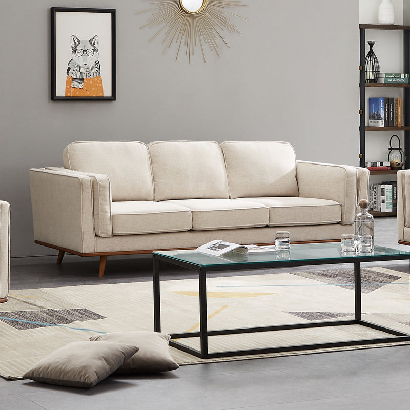 York 3+2 Seater Sofa Fabric/Leatherette Lounge Set with Wooden Frame
