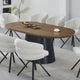 Nova Dining Table with Walnut Veneer Top & Black Fluted Pedestal Base