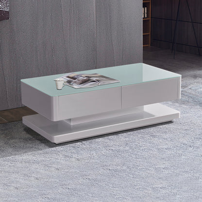 Suprilla Shiny High Glossy Coffee Table with Both Side Drawer Storage