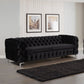 Jacques 3+2+1 Seater Sofa Button Tufted Velvet Fabric with Metal Legs in Black/Grey