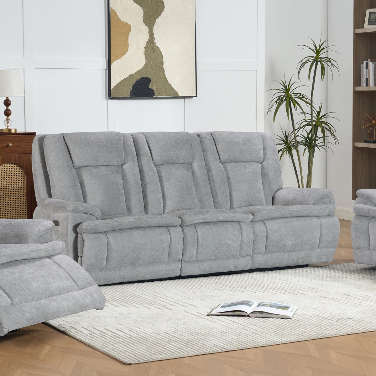 Haven 3 Seater Power Recliner Chair with USB & Type-C Charging in Grey