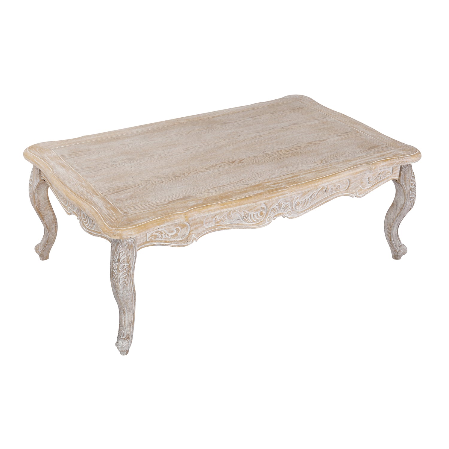 Lille Oak Wood Plywood Veneer White Washed Finish Coffee Table