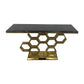 Nivea Stainless Electroplating Titanium Gold Frame & Black Faux Marble Top Hall Table