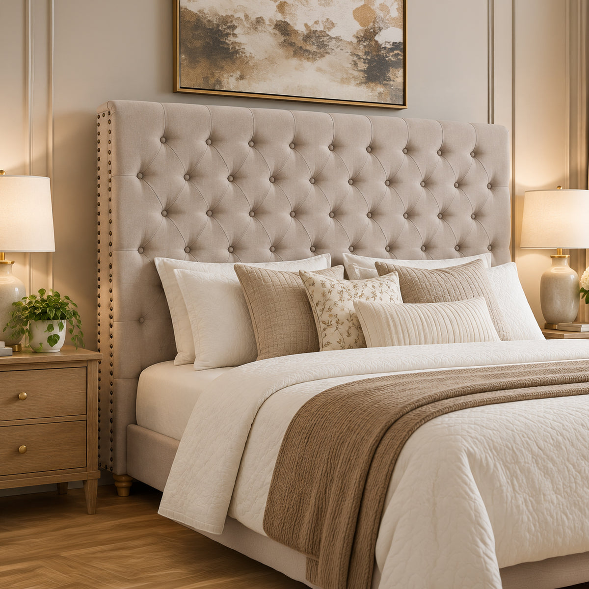 Sean Fabric Bed Headboard In French Provincial Design in Multiple Size and Colors