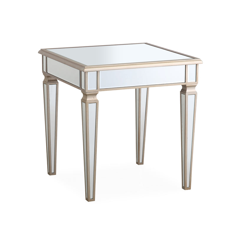 Antique Gold Mirrored Lamp Table MDF Construction with Wooden Legs