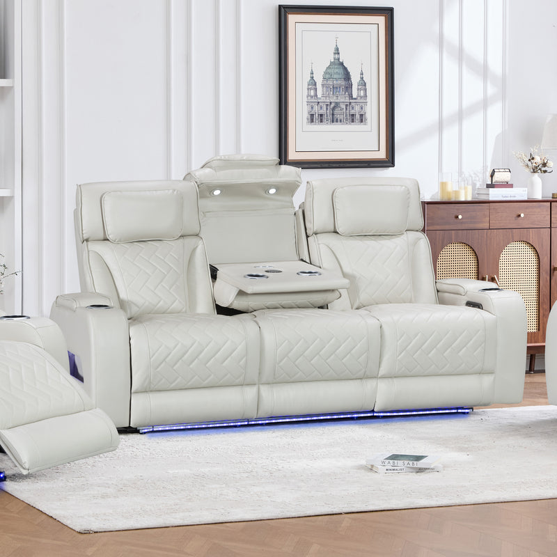 Drake 3 Seater Power Recliner Sofa with LED Light & Wireless Charging in Multiple Color