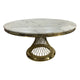 Diana Round Dining Table Stainless Spiral Golden Frame & Top Marble White