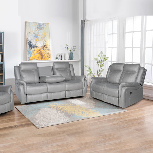 Carlton 3R+2R Seater Fabric Power Recliner with USB & Cup Holders