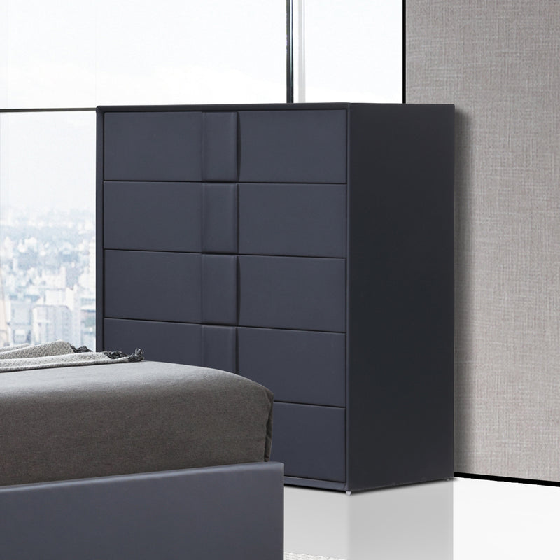 Prado Tallboy MDF Construction Leather Upholstery 5 Storage Drawers