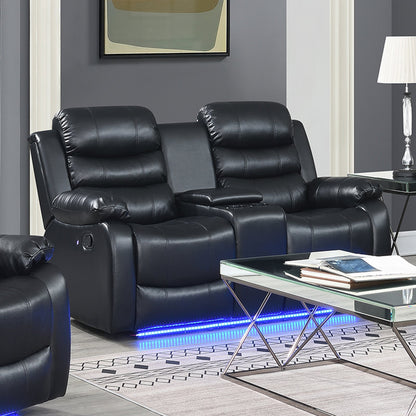 Chelsea Multiple Seater Recliner Sofa Leatherette Console & LED Lights